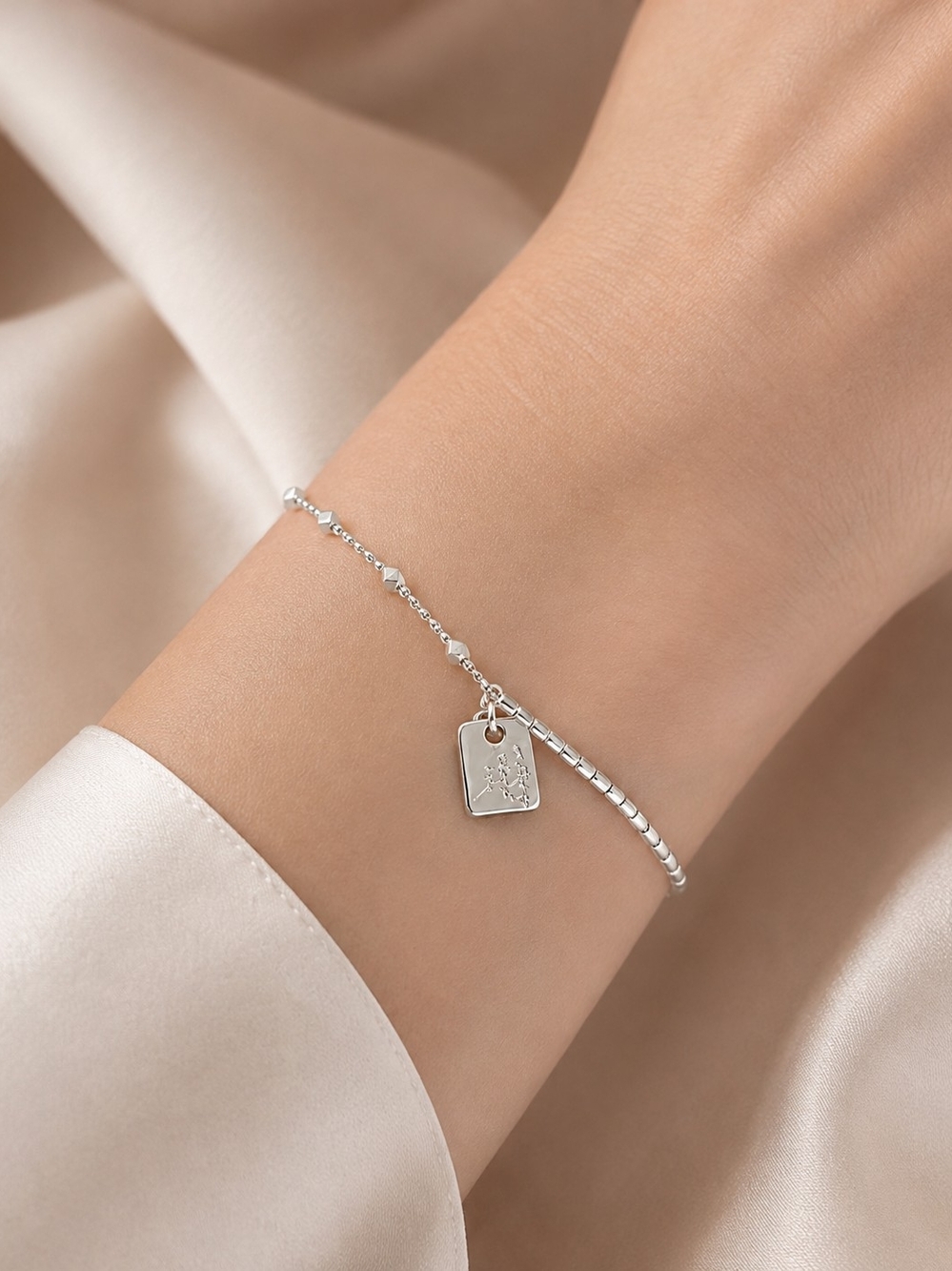 Elara Silver Tag Bracelet. S925 Sterling Silver - Picture 3 of 3